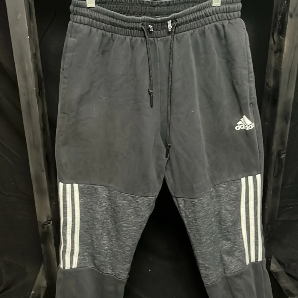 Adidas- black sweatpants with white logo